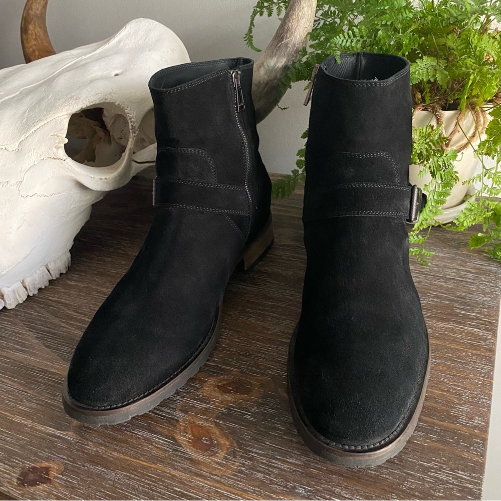 Belstaff Trialmaster Black Suede Moto Engineer Zip Up Boots Italian Mens EU 44 - Picture 6 of 13